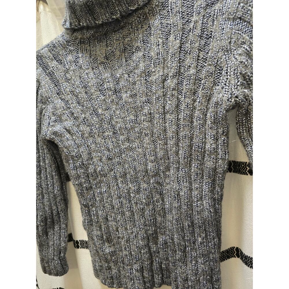 DKNY silver knit mohair blend metallic chunky ribbed turtleneck sweater medium - Picture 8 of 10